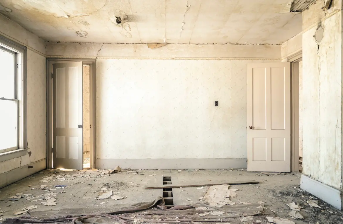 Waste disposal crew managing a cleanout project in Minot AFB